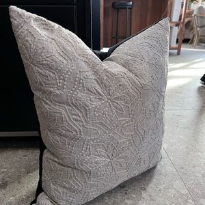 High end designer pillows-  set of 2. Gray and black.  With design on one side